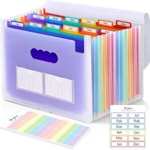 SKYDUE Accordion File Organizer, 12 Pockets File Folders