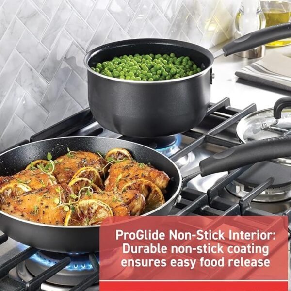 T-fal Signature Nonstick Cookware Set, 12-Piece, Oven and Broiler Safe, Dishwasher Safe, Black - Image 3