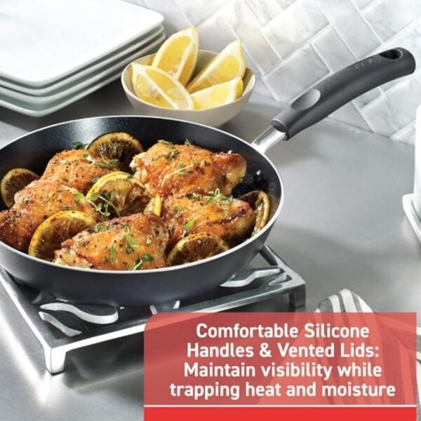 T-fal Signature Nonstick Cookware Set, 12-Piece, Oven and Broiler Safe, Dishwasher Safe, Black - Image 4