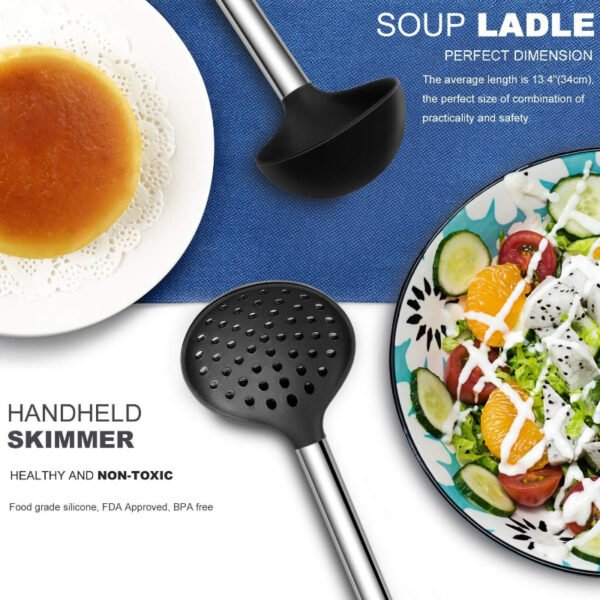 Kitchen Utensil Set-Silicone Cooking Utensils-33 Kitchen Gadgets & Spoons for Nonstick Cookware-Silicone and Stainless Steel Spatula Set-Best Kitchen Tools, Useful Pots and Pans Accessories - Image 5
